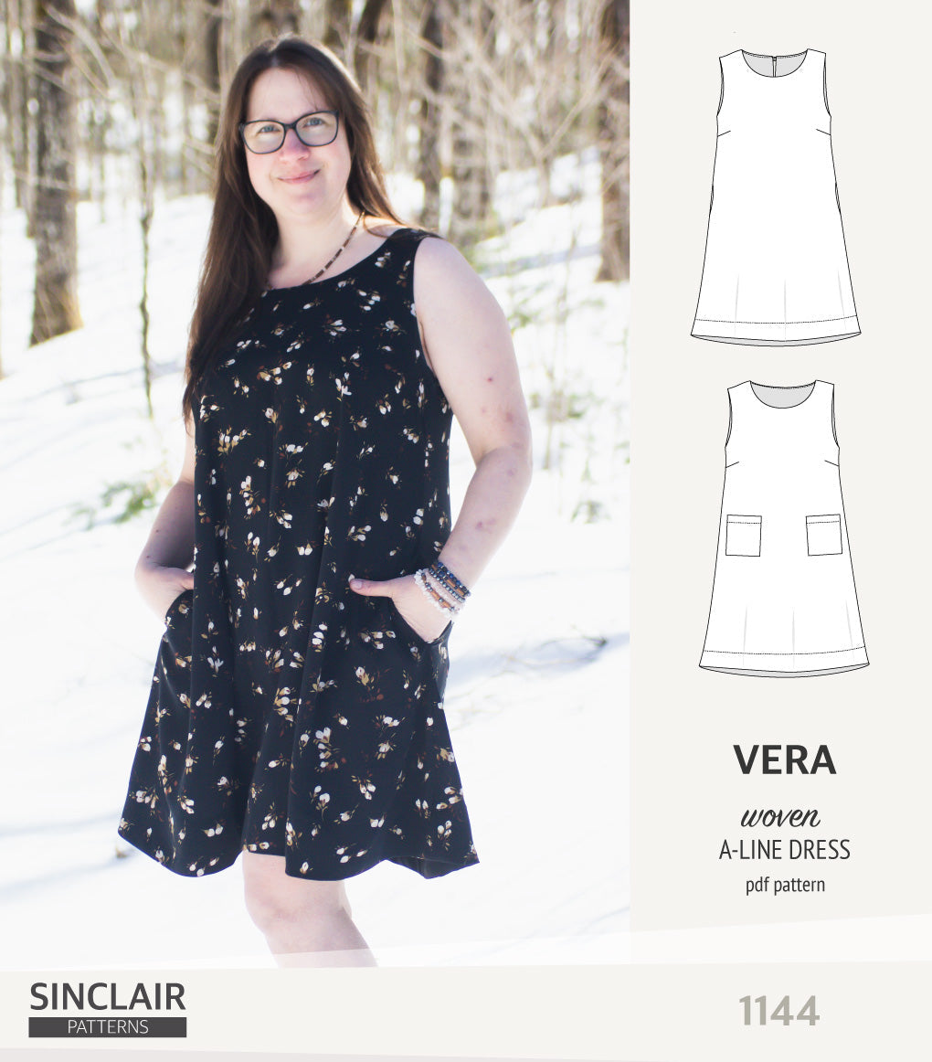 Vera A-line woven dress with pockets (PDF)