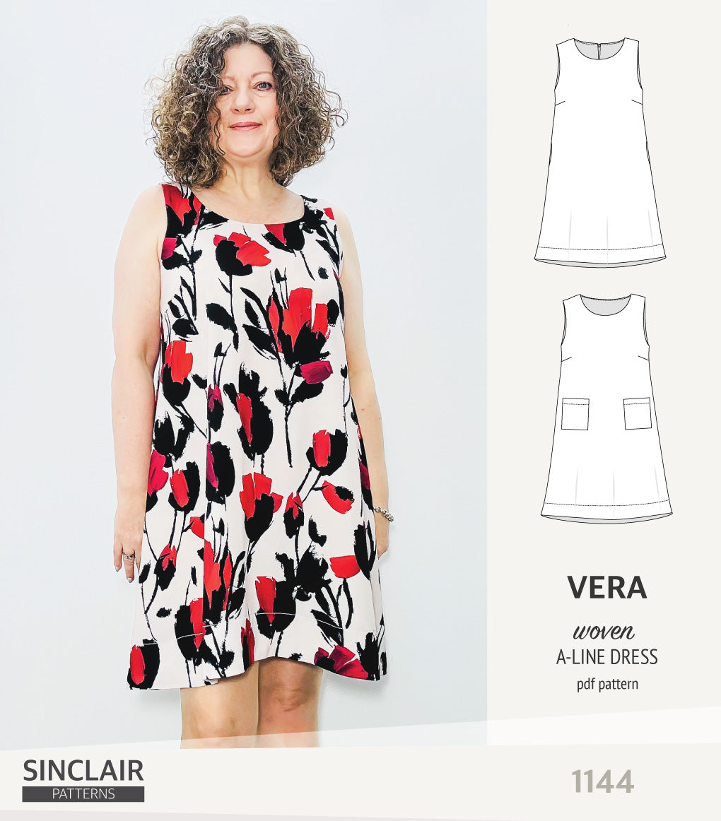 Vera A-line woven dress with pockets (PDF)