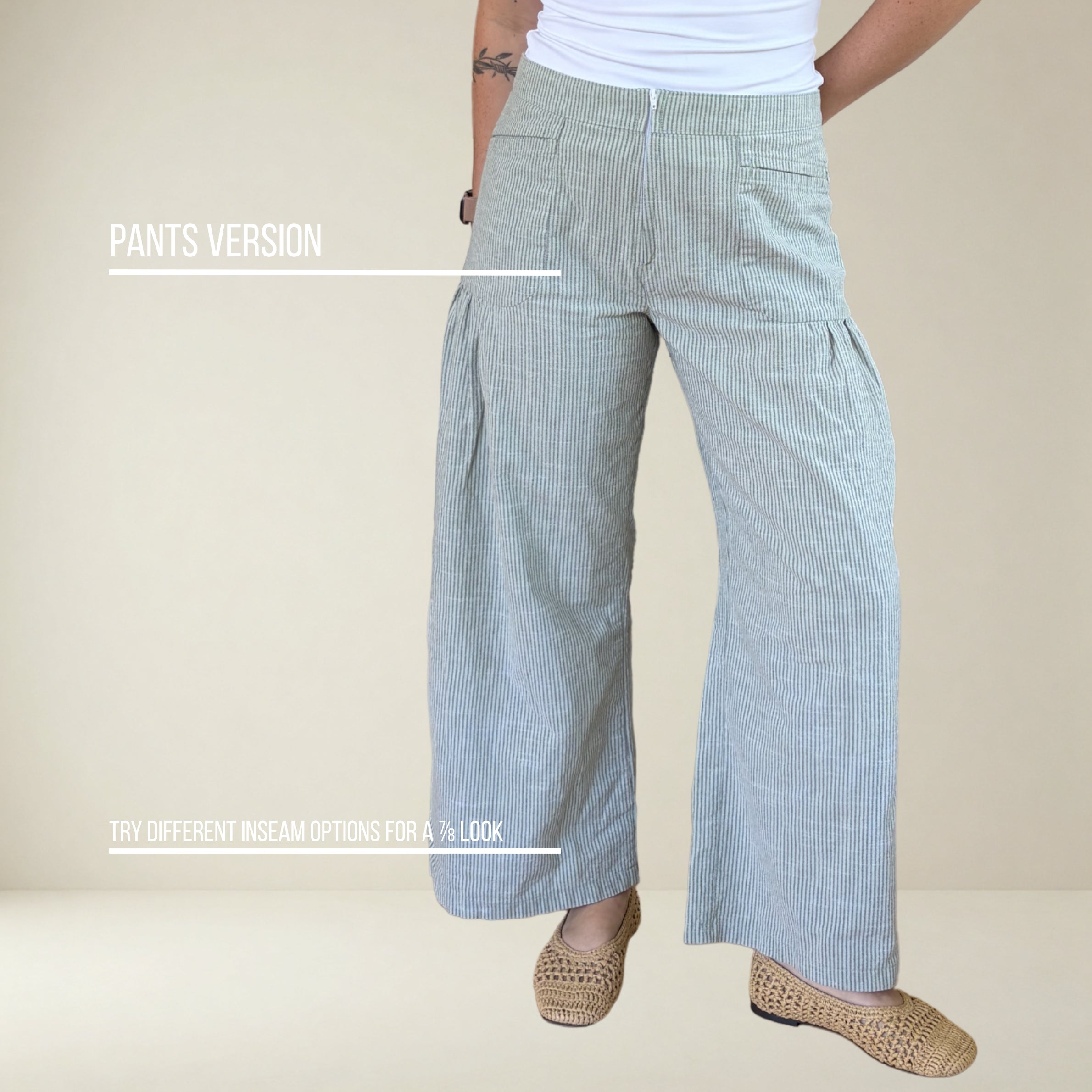 PT002 - Pantalon jambe larges à poches froncées