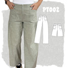 PT002 - Pantalon jambe larges à poches froncées