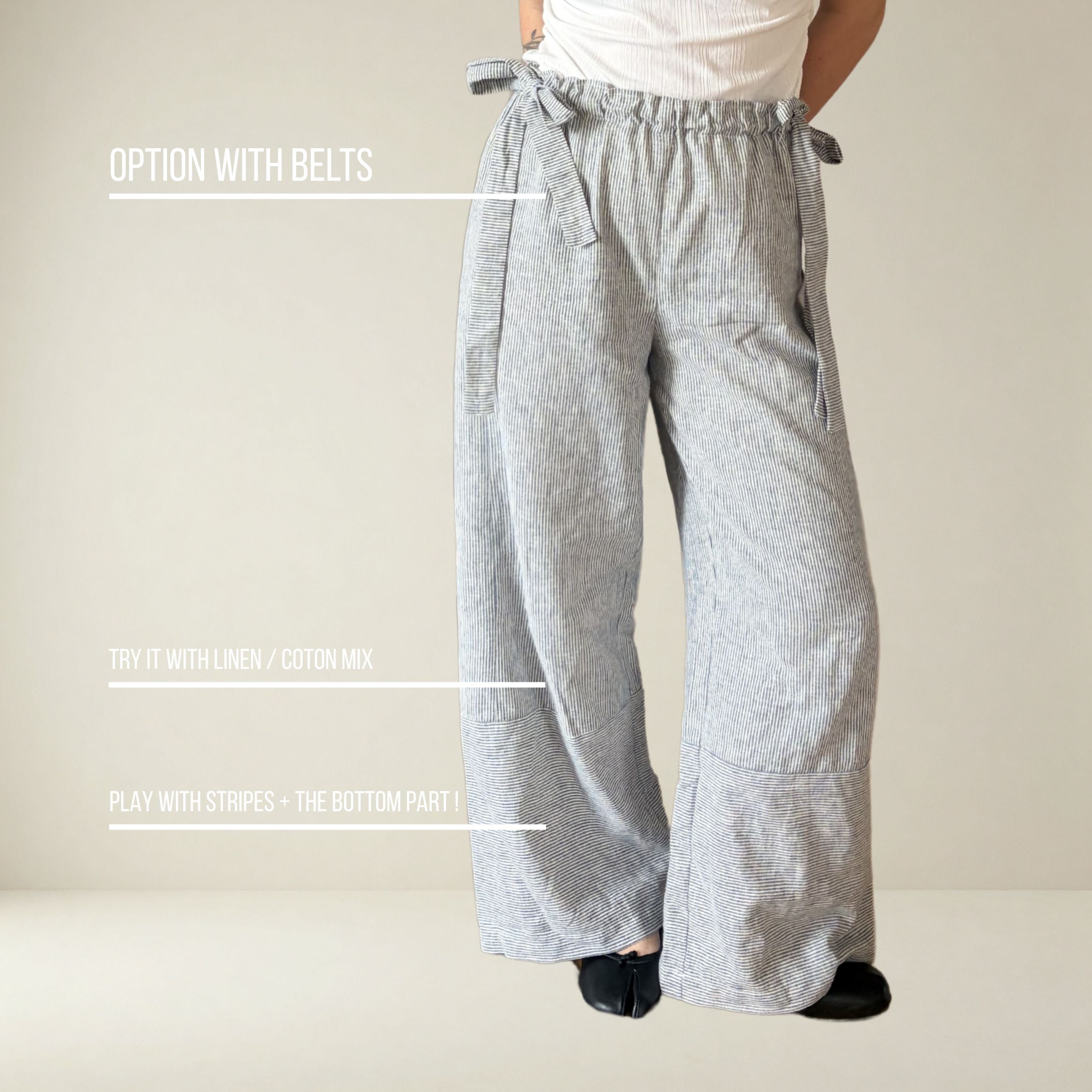 PT003 - Pantalon 3 en 1 à taille nouée