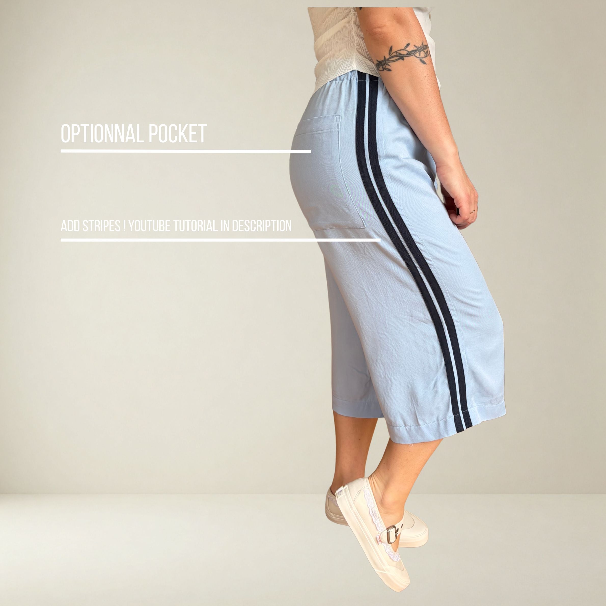 PT003 - Pantalon 3 en 1 à taille nouée