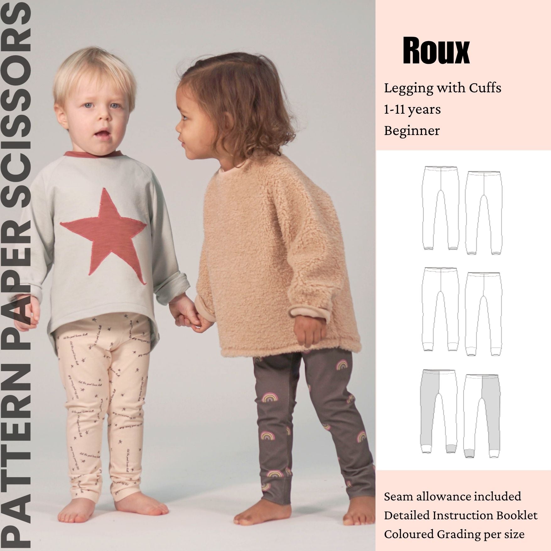 Roux Children's Legging PDF Sewing Pattern - Unisex, Girls& Boys, Sizes 1-11 years