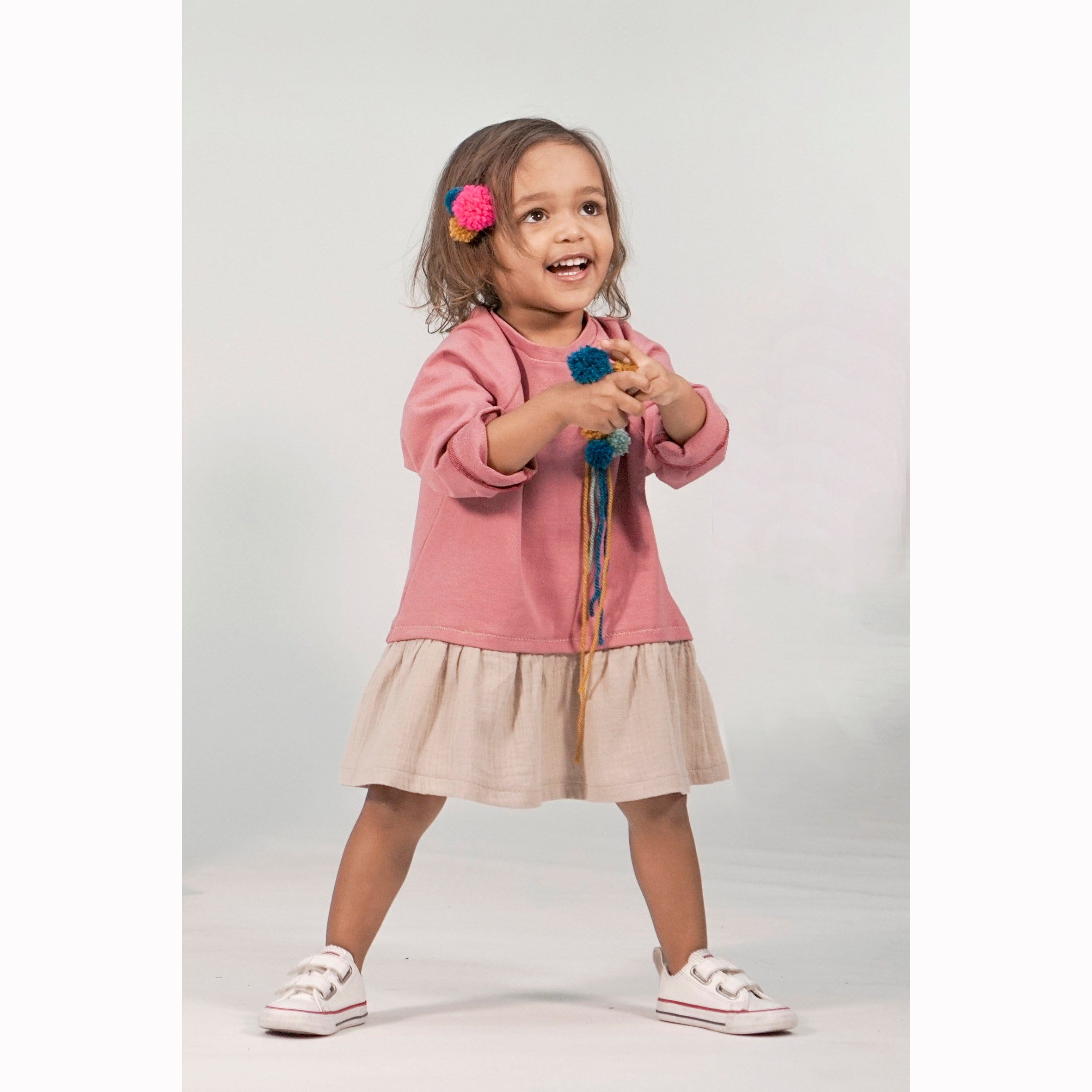 Kids, Girls 2 in 1 Layered Sweat Dress PDF Sewing Pattern, Ages 1-11 years