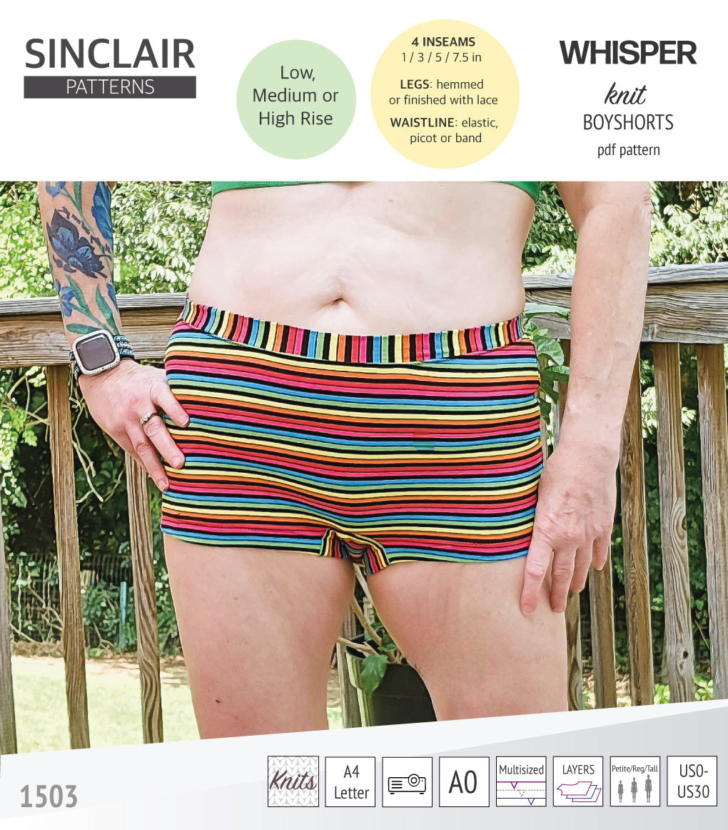 Whisper no front seam boyshorts with various inseams (PDF)
