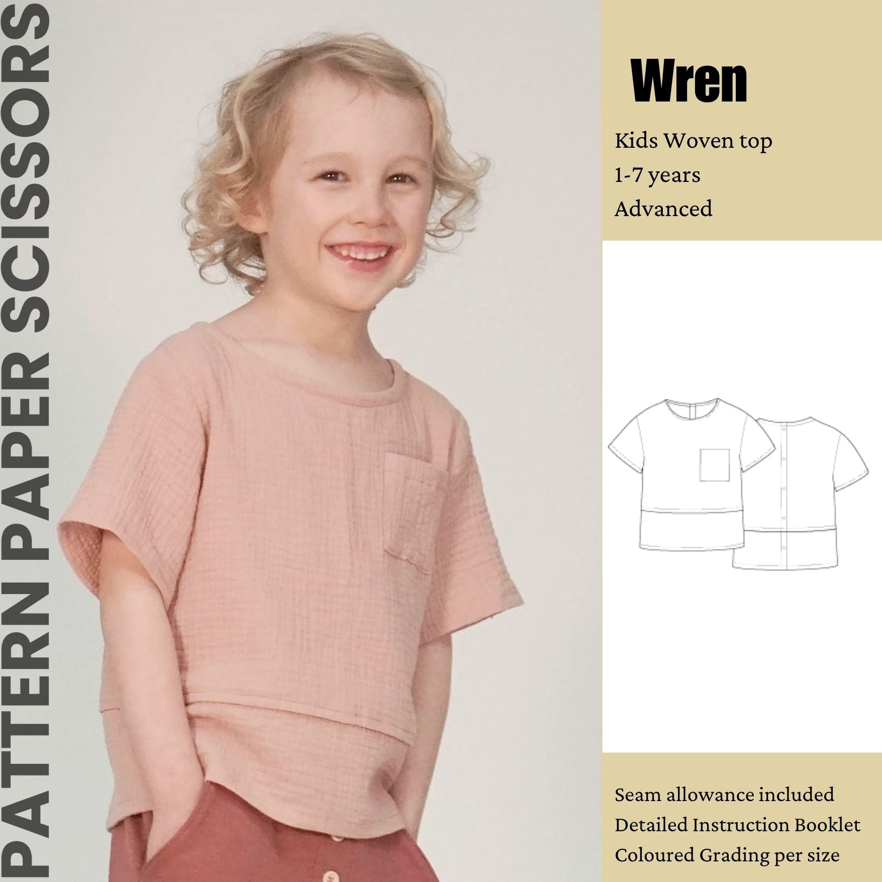 Childrens Woven T-shirt/Top PDF Sewing Pattern