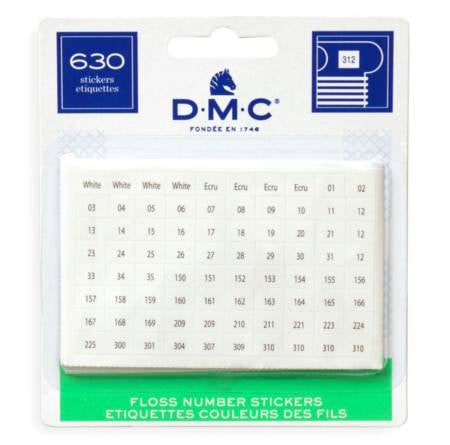 Sticker pack of DMC embroidery floss numbers.